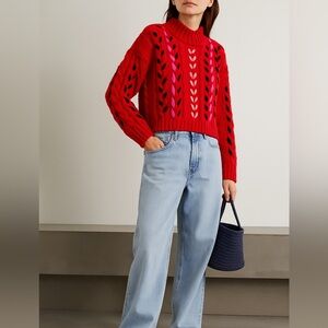 Isabel Marant Étoile Zola Cable Knit Mock Neck Sweater in Red